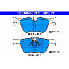 Комплект гальмівних колодок, дискове гальмо ATE 13.0460-3859.2