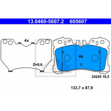 Комплект гальмівних колодок, дискове гальмо ATE 13.0460-5607.2