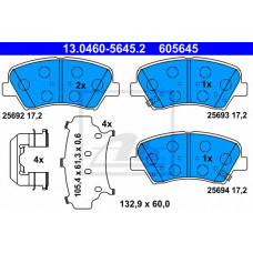 Комплект гальмівних колодок, дискове гальмо ATE 13.0460-5645.2