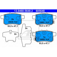 Комплект гальмівних колодок, дискове гальмо ATE 13.0460-5648.2