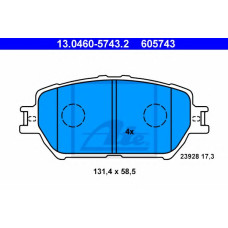 Комплект гальмівних колодок, дискове гальмо ATE 13.0460-5743.2