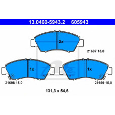 Комплект гальмівних колодок, дискове гальмо ATE 13.0460-5943.2