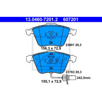 Комплект гальмівних колодок, дискове гальмо ATE 13.0460-7201.2