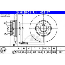 Гальмівний диск ATE 24.0125-0117.1