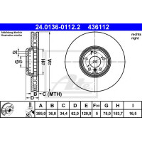 Гальмівний диск ATE 24.0136-0112.2