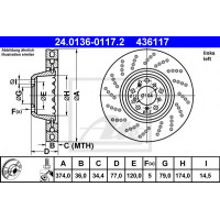 Гальмівний диск ATE 24.0136-0117.2