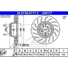 Гальмівний диск ATE 24.0136-0117.2