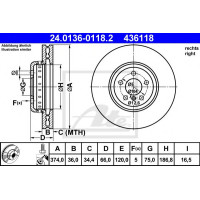 Гальмівний диск ATE 24.0136-0118.2