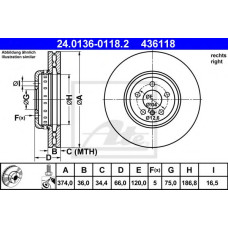 Гальмівний диск ATE 24.0136-0118.2