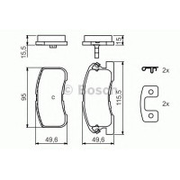 Комплект гальмівних колодок, дискове гальмо BOSCH 0 986 424 697