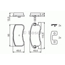 Комплект гальмівних колодок, дискове гальмо BOSCH 0 986 424 697