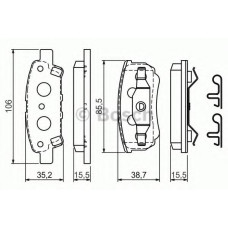 Комплект гальмівних колодок, дискове гальмо BOSCH 0 986 424 814