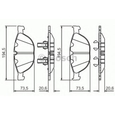 Комплект гальмівних колодок, дискове гальмо BOSCH 0 986 494 349