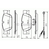 Комплект гальмівних колодок, дискове гальмо BOSCH 0 986 494 526