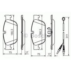 Комплект гальмівних колодок, дискове гальмо BOSCH 0 986 494 526