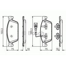 Комплект гальмівних колодок, дискове гальмо BOSCH 0 986 494 553