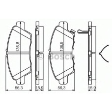 Комплект гальмівних колодок, дискове гальмо BOSCH 0 986 494 562