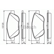 Комплект гальмівних колодок, дискове гальмо BOSCH 0 986 494 564