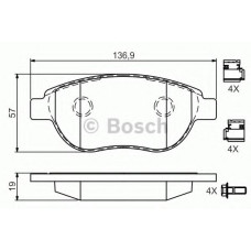 Комплект гальмівних колодок, дискове гальмо BOSCH 0 986 494 602