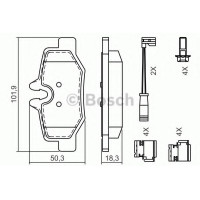 Комплект гальмівних колодок, дискове гальмо BOSCH 0 986 494 603