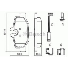 Комплект гальмівних колодок, дискове гальмо BOSCH 0 986 494 603