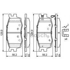 Комплект гальмівних колодок, дискове гальмо BOSCH 0 986 494 617