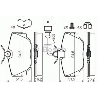 Комплект гальмівних колодок, дискове гальмо BOSCH 0 986 494 619