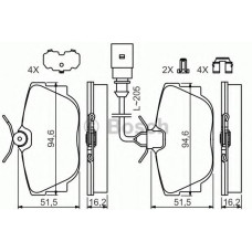 Комплект гальмівних колодок, дискове гальмо BOSCH 0 986 494 619