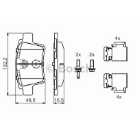 Комплект гальмівних колодок, дискове гальмо BOSCH 0 986 494 622