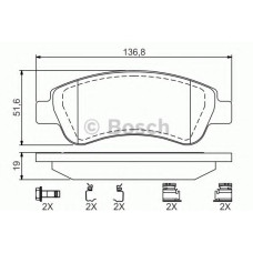 Комплект гальмівних колодок, дискове гальмо BOSCH 0 986 494 623