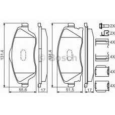 Комплект гальмівних колодок, дискове гальмо BOSCH 0 986 494 625