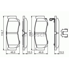 Комплект гальмівних колодок, дискове гальмо BOSCH 0 986 494 628