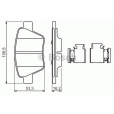 Комплект гальмівних колодок, дискове гальмо BOSCH 0 986 494 643