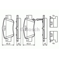 Комплект гальмівних колодок, дискове гальмо BOSCH 0 986 494 651
