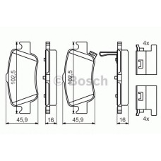 Комплект гальмівних колодок, дискове гальмо BOSCH 0 986 494 651