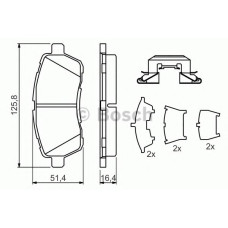Комплект гальмівних колодок, дискове гальмо BOSCH 0 986 494 652