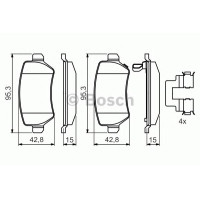 Комплект гальмівних колодок, дискове гальмо BOSCH 0 986 494 654