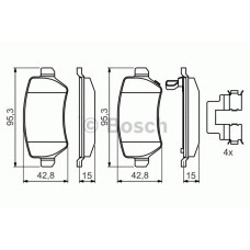 Комплект гальмівних колодок, дискове гальмо BOSCH 0 986 494 654