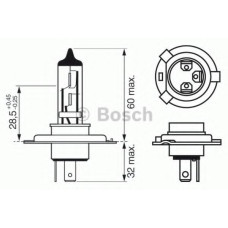 Лампа розжарювання, фара далекого світла; Лампа розжарювання, основна фара BOSCH 1 987 302 048